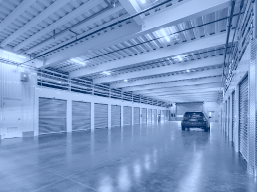 A car inside the drive-in unloading area at StorSpaces.